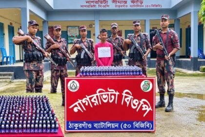 ঠাকুরগাঁও সীমান্তে ২৭১ বোতল ভারতীয় ফেন্সিবিলসহ যুবক আটক